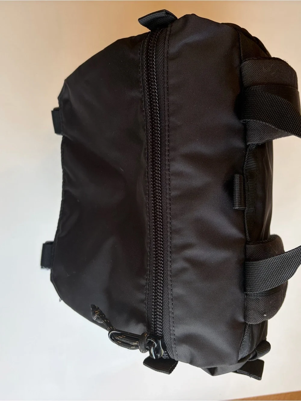 Topo Designs Black and Tan Two-Tone Roll-Top Backpack